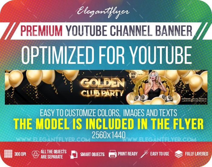 Złota impreza klubowa Youtube by ElegantFlyer