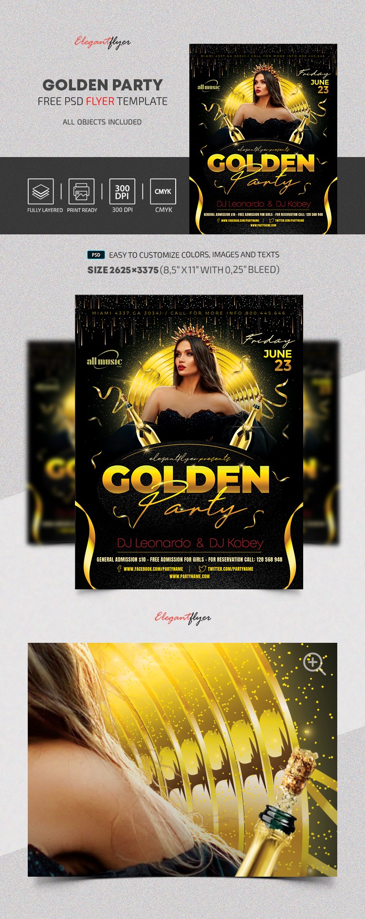 Golden Party Flyer by ElegantFlyer