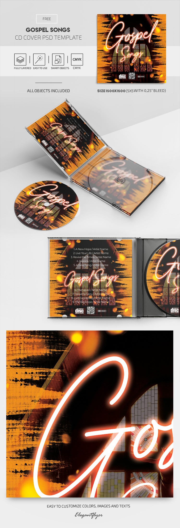 Copertina del CD di canzoni gospel by ElegantFlyer
