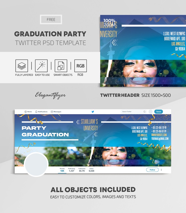 Graduation Party Twitter by ElegantFlyer