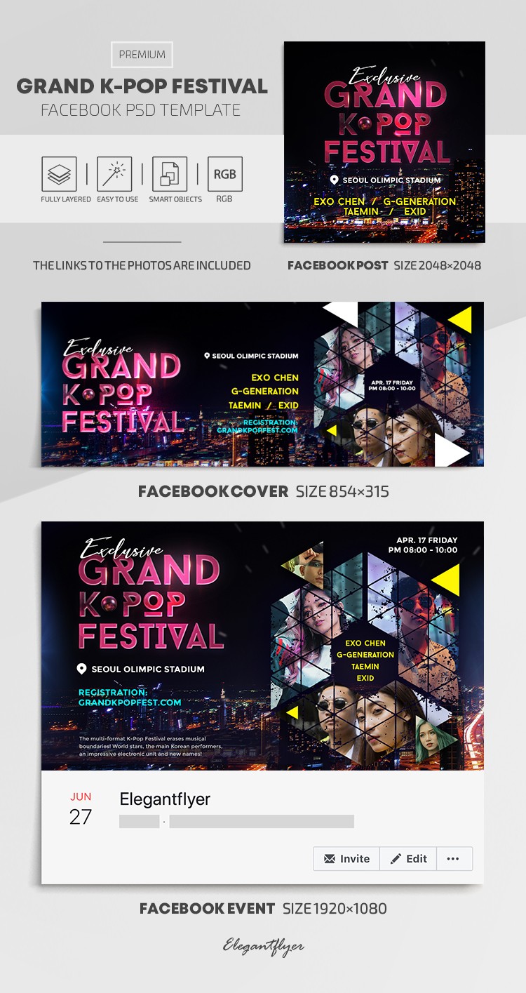 Festival de Grandes del K-Pop en Facebook by ElegantFlyer