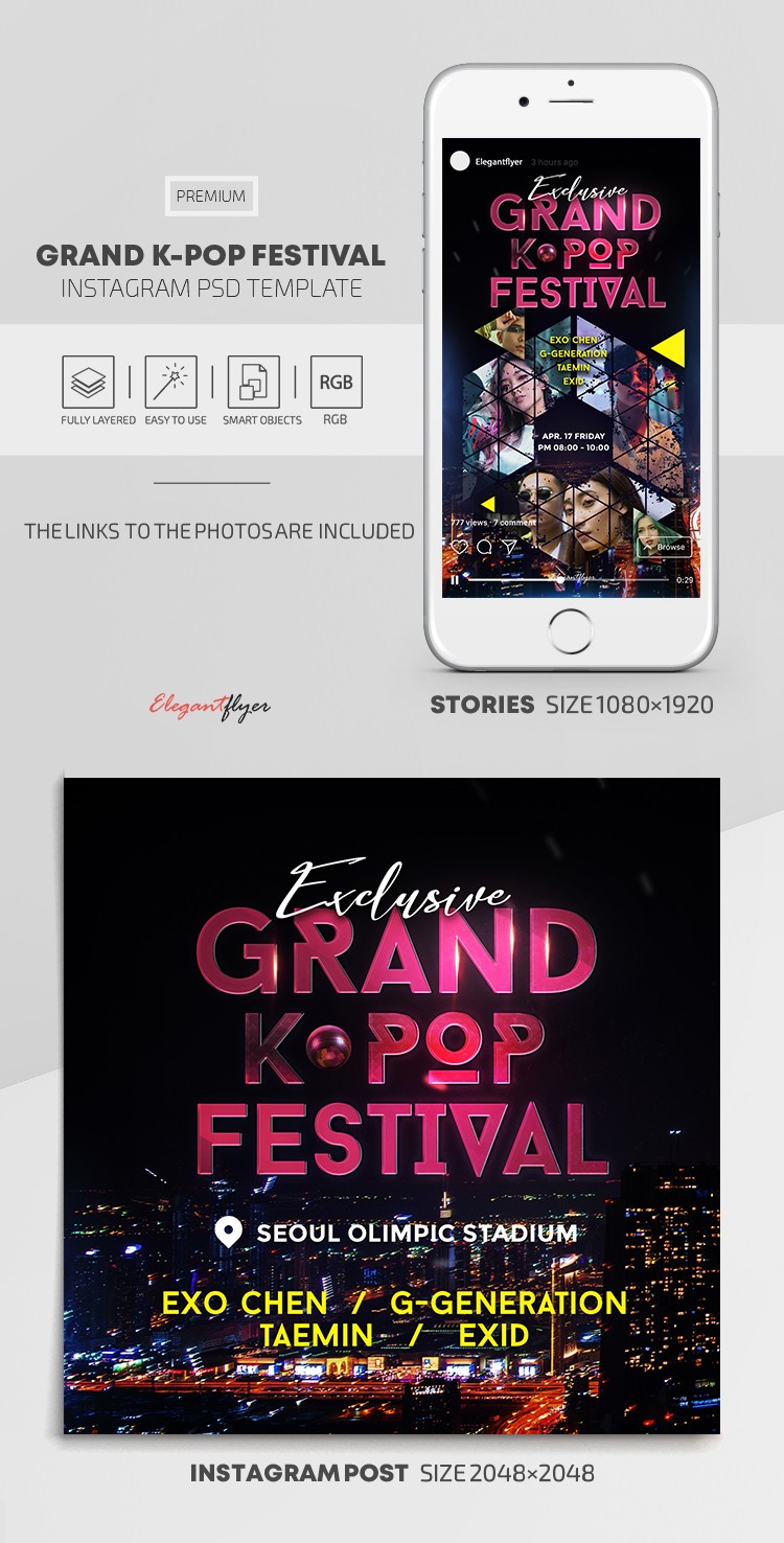 Grand K-Pop Festival Instagram - 
Grand Festival di K-Pop su Instagram by ElegantFlyer