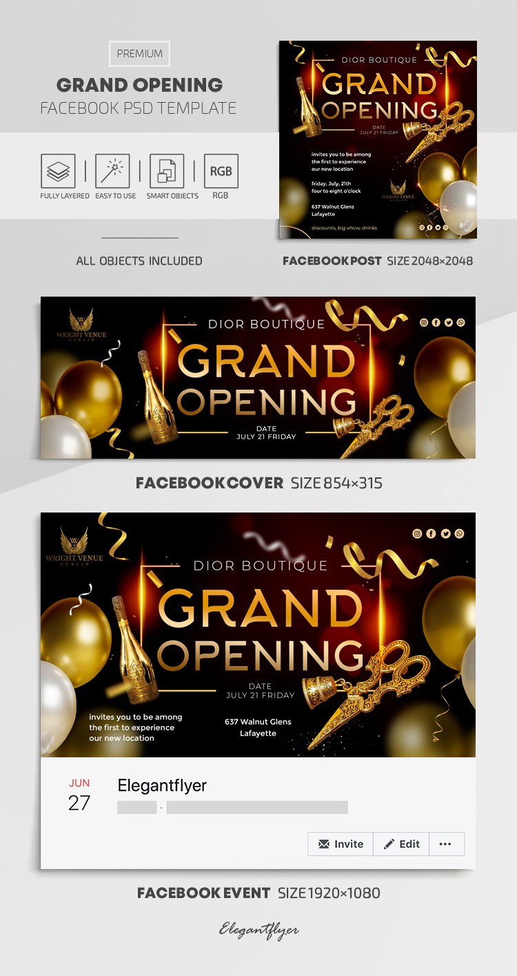 Grand Opening Facebook by ElegantFlyer