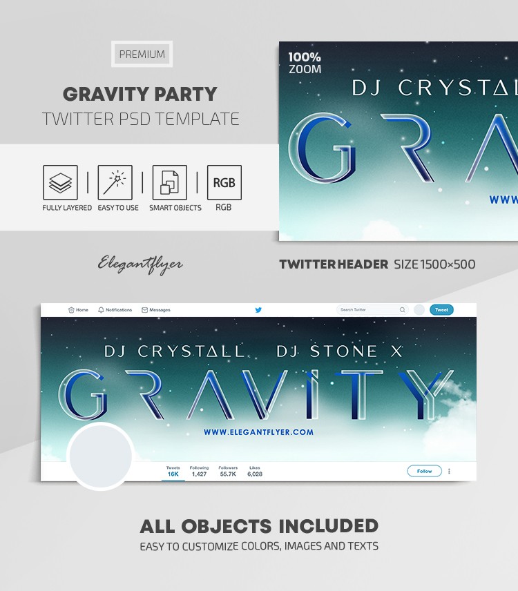 Gravity Party Twitter by ElegantFlyer