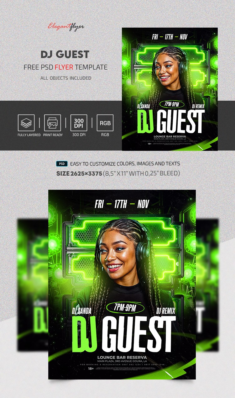 Folheto de Performance ao Vivo do DJ Convidado by ElegantFlyer