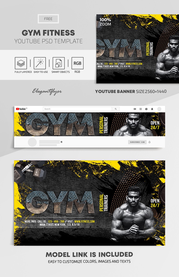 Gimnasio Fitness Youtube by ElegantFlyer