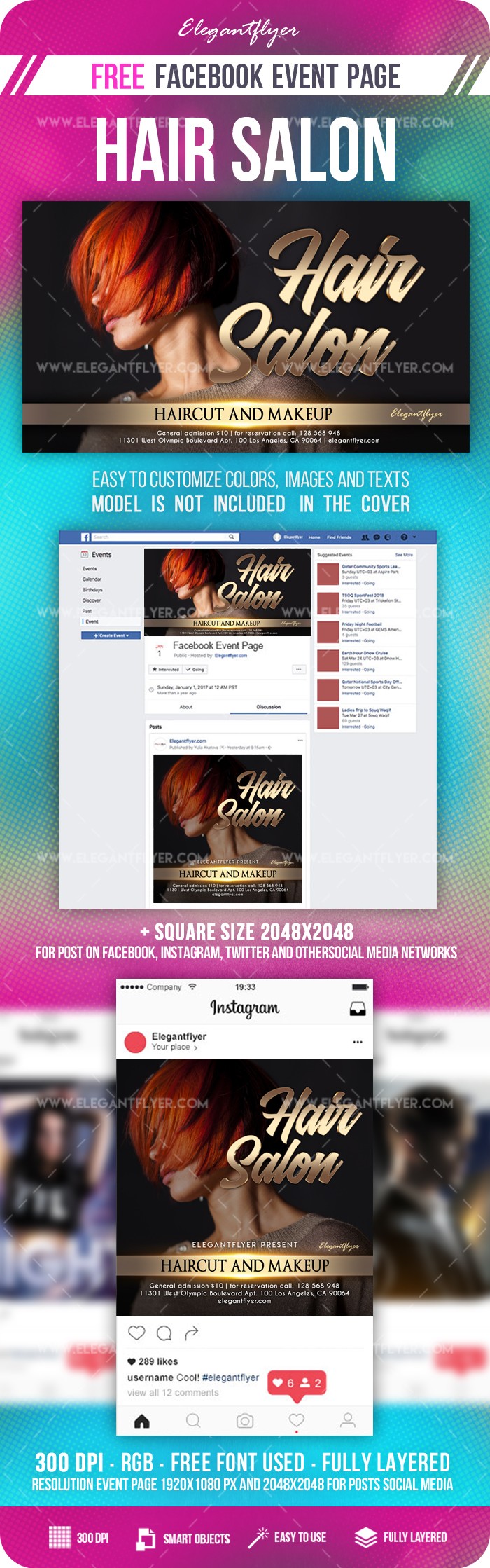 Salon fryzjerski na Facebooku by ElegantFlyer