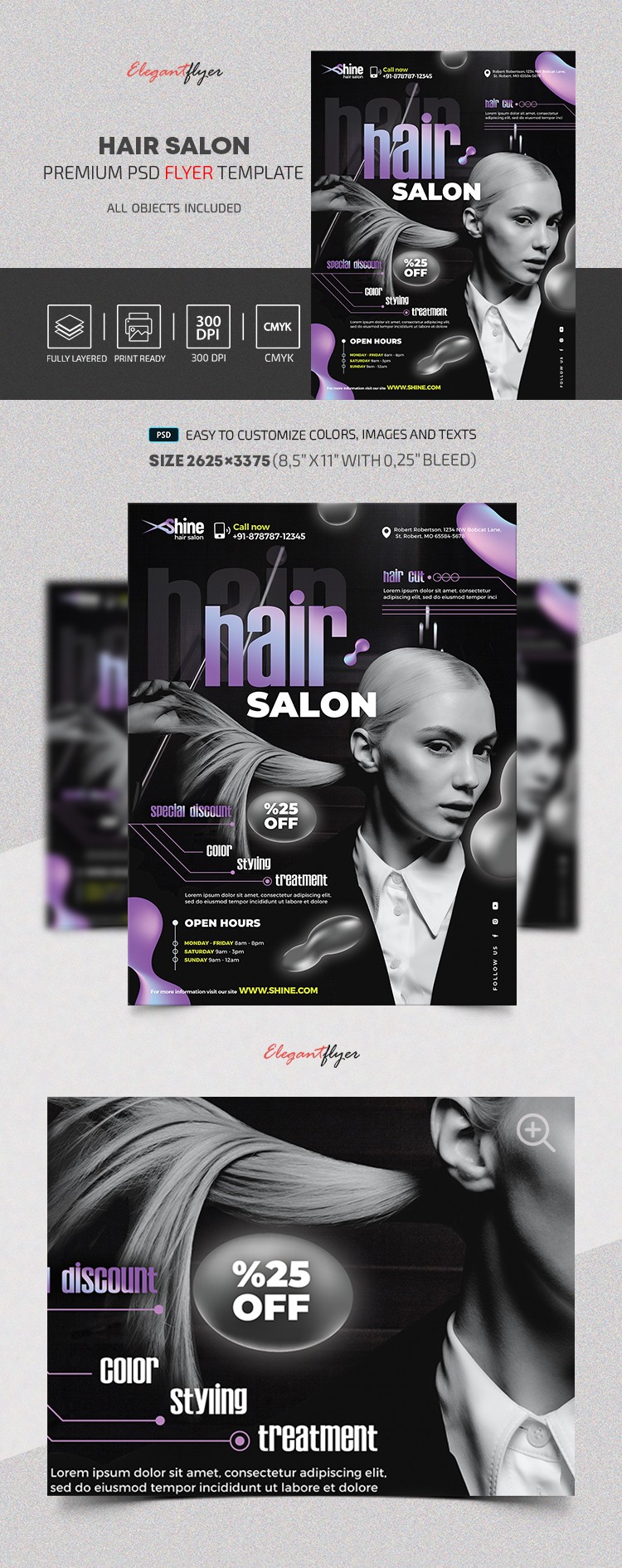 Salón de belleza - Plantilla de volante PSD Premium by ElegantFlyer