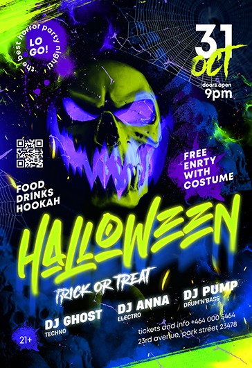 Dogs Halloween Costume Party Flyer Template