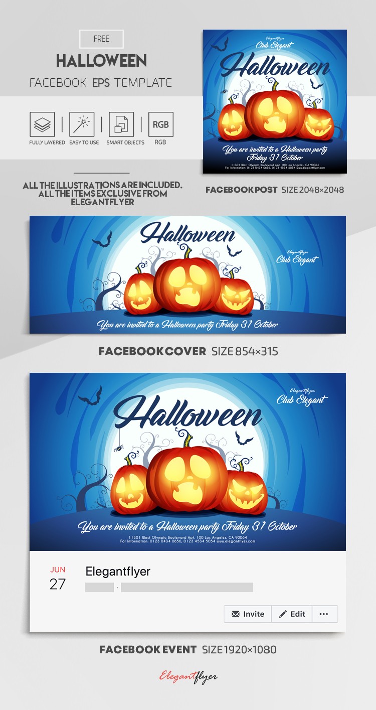 Halloween Facebook EPS ne translated to French because it consists of proper nouns and abbreviations that do not require translation in this context. by ElegantFlyer