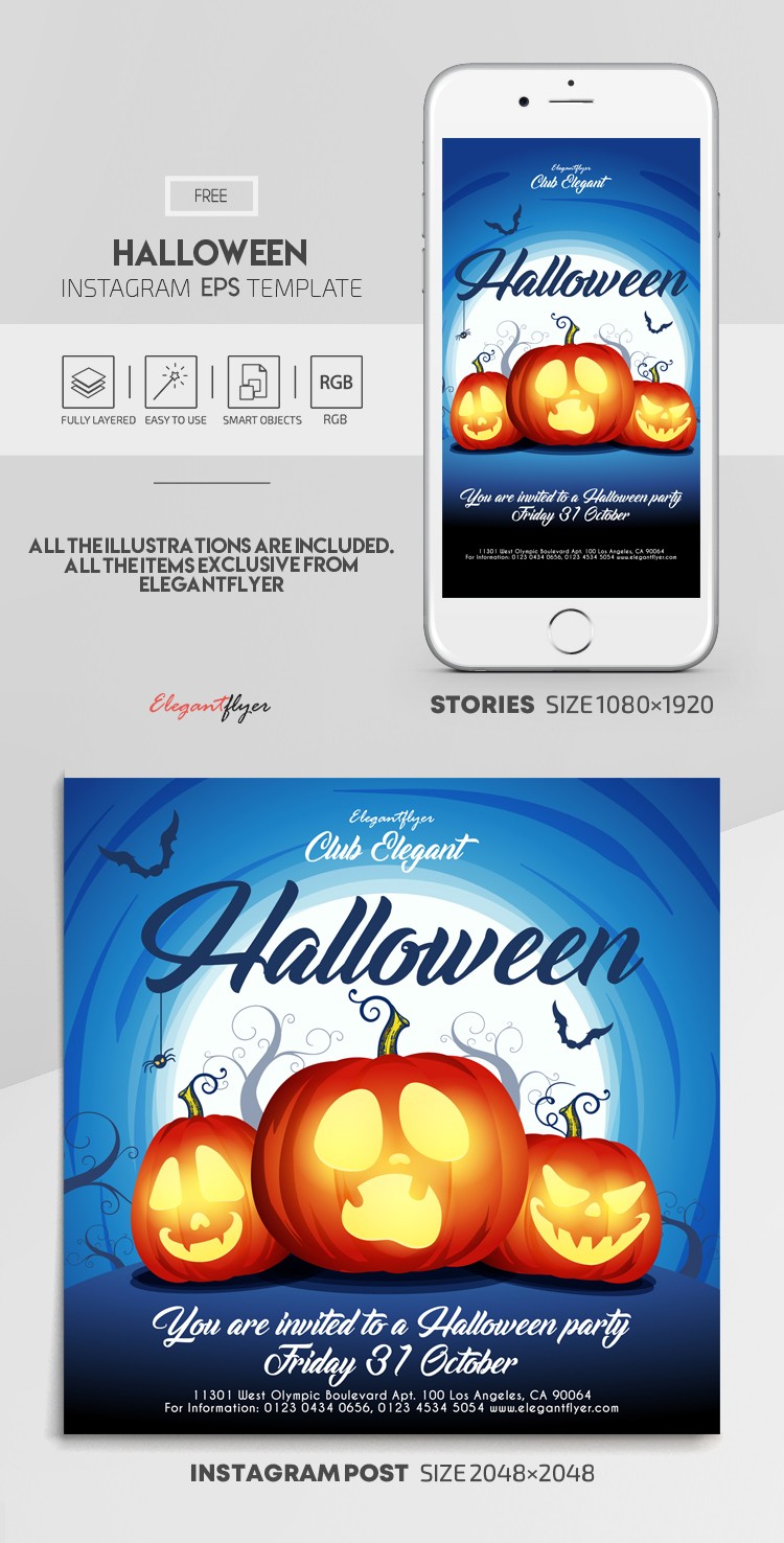 Halloween - Free Vector Instagram Stories Template in EPS + Post ...