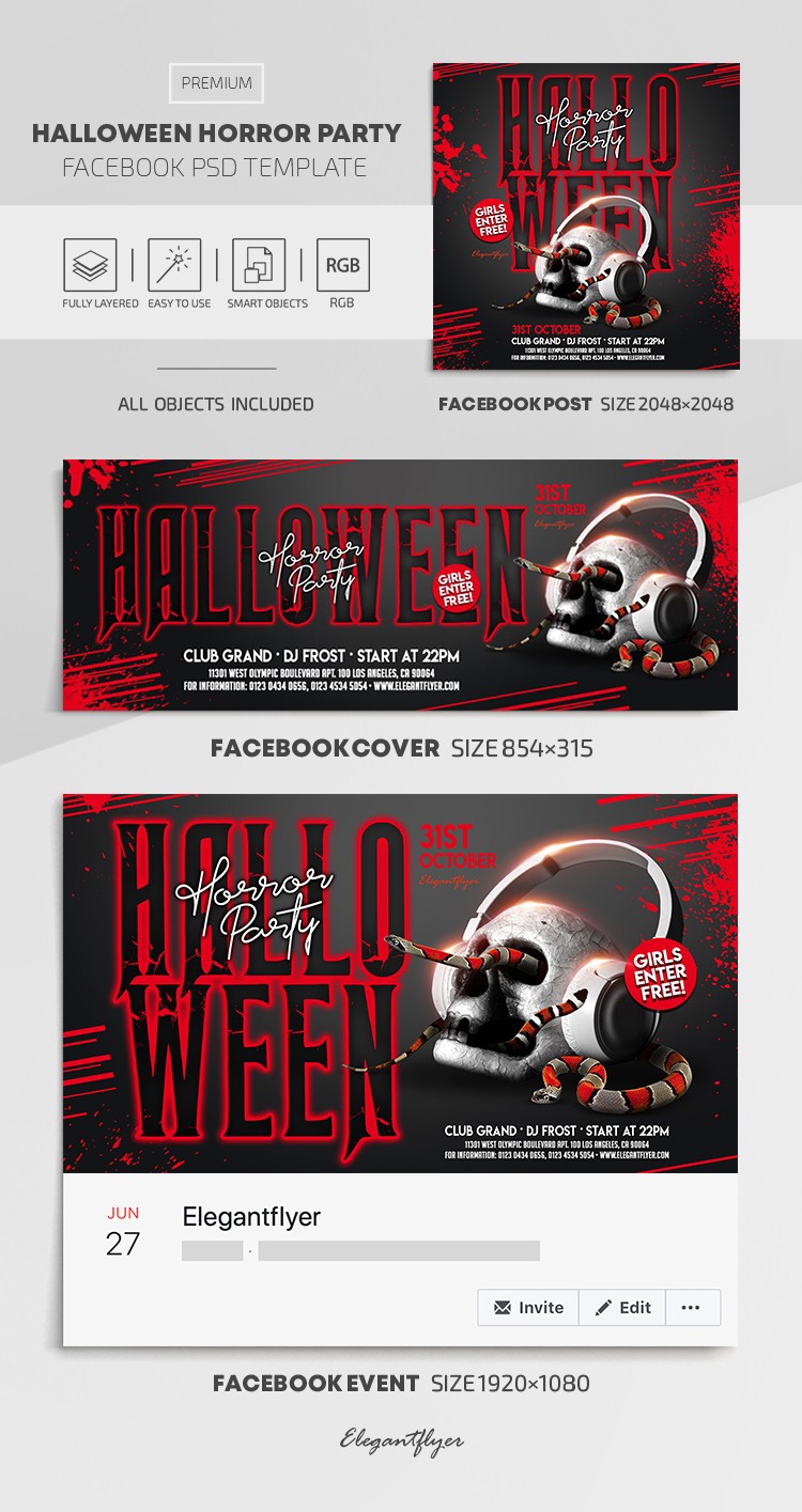 Halloween Horror Party - Bal Halloweenowy w stylu horroru by ElegantFlyer