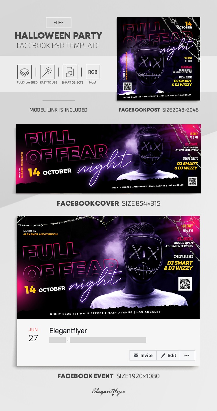 Halloween Party - Free Facebook Cover Template in PSD + Post + Event ...