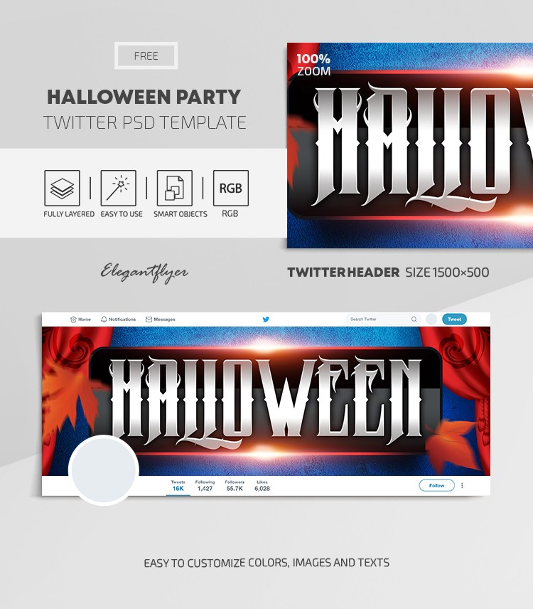 Halloween Party Twitter Header -> Halloween-Party-Twitter-Kopfzeile by ElegantFlyer