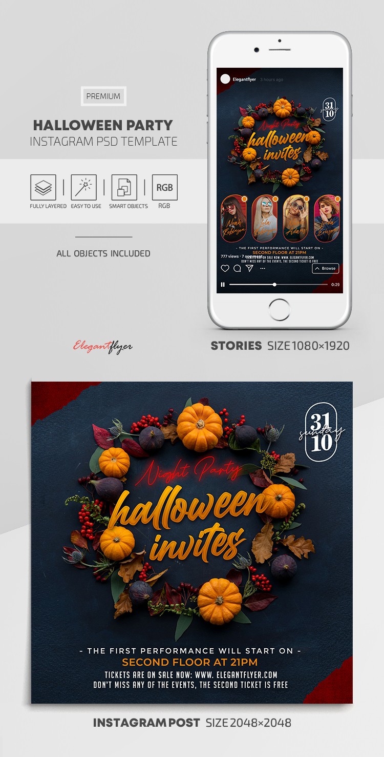 Black Fancy & Romantic Halloween Party Instagram Premium Social Media ...