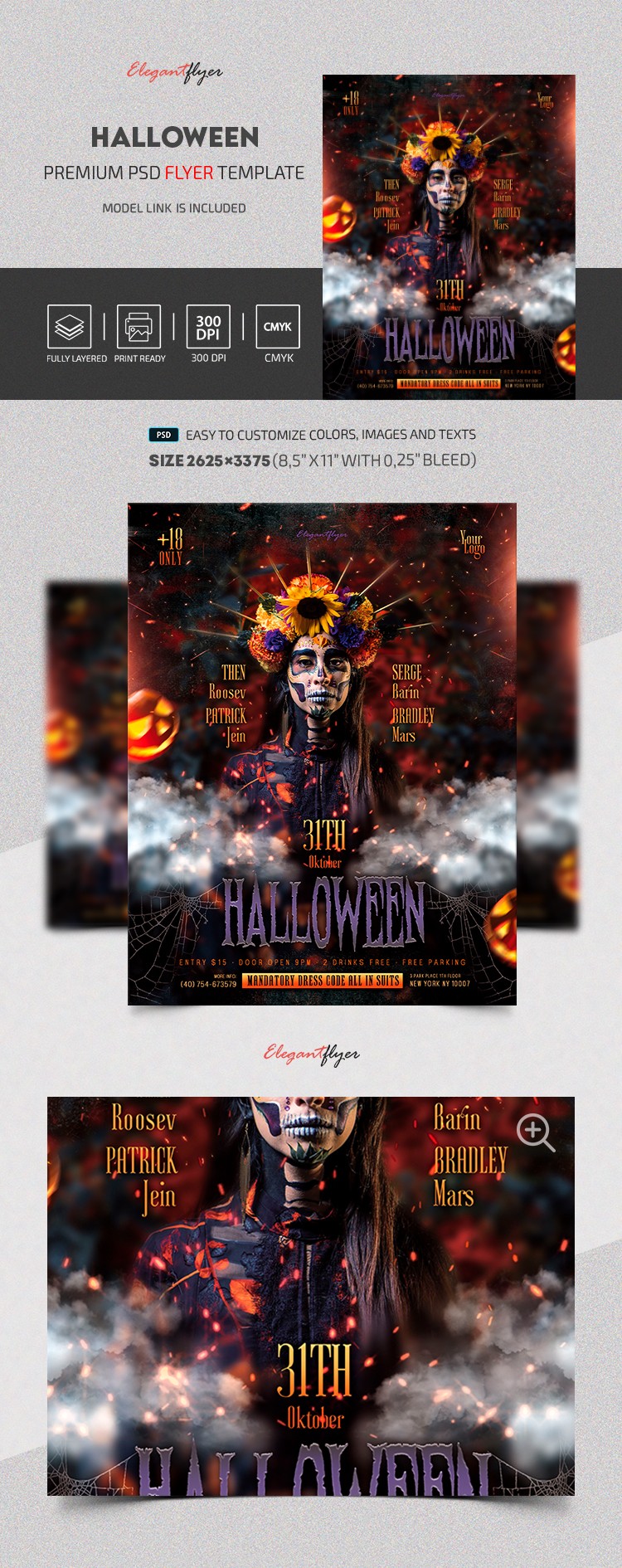 Folleto de Halloween con humo by ElegantFlyer