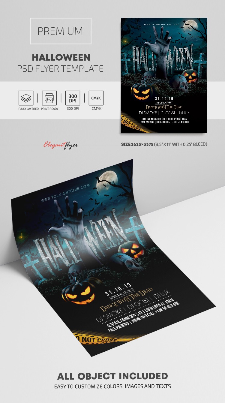 Black Dark Halloween Cemetery Party Premium Flyer Template PSD | by ...