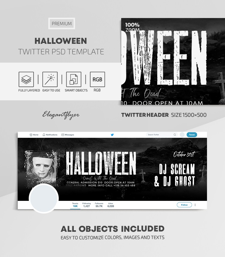 Cabeçalho do Twitter de Halloween by ElegantFlyer