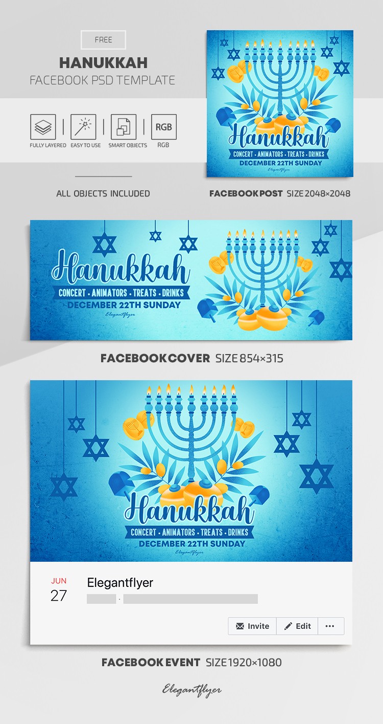 Hanukkah Facebook by ElegantFlyer
