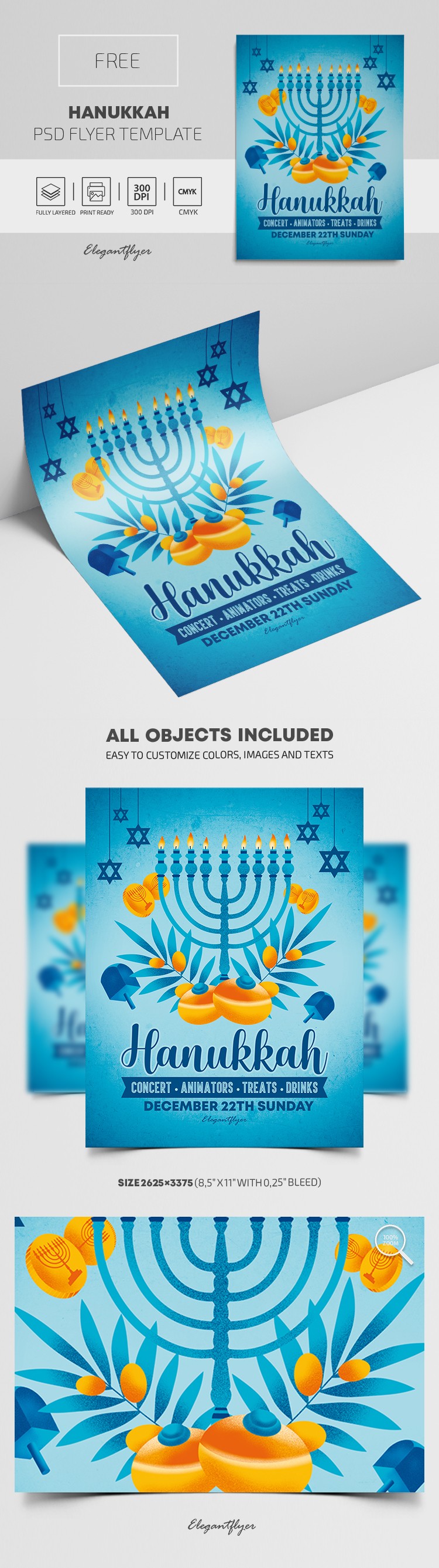 Folheto de Hanukkah by ElegantFlyer