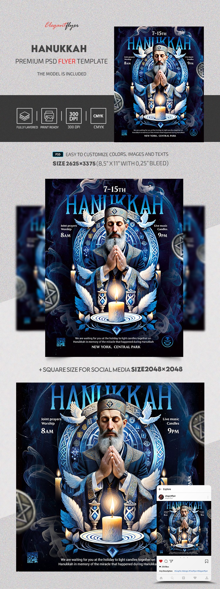 Luzes das velas de Hanukkah by ElegantFlyer