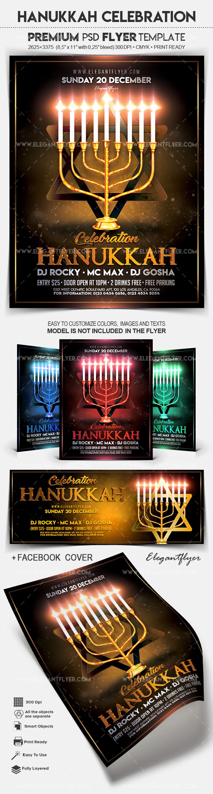 Celebração de Hanukkah by ElegantFlyer