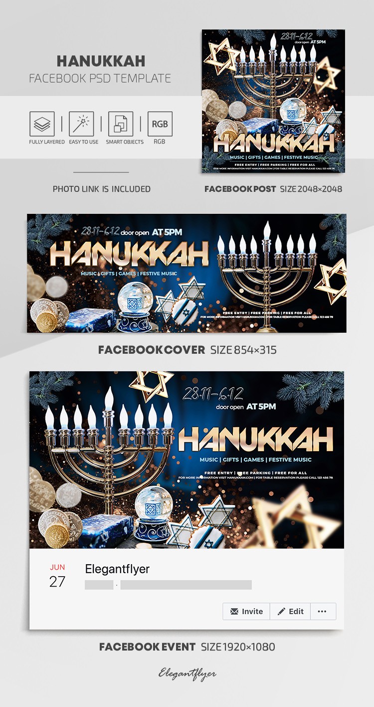 Hanukkah Facebook - Hanukkah na Facebooku by ElegantFlyer