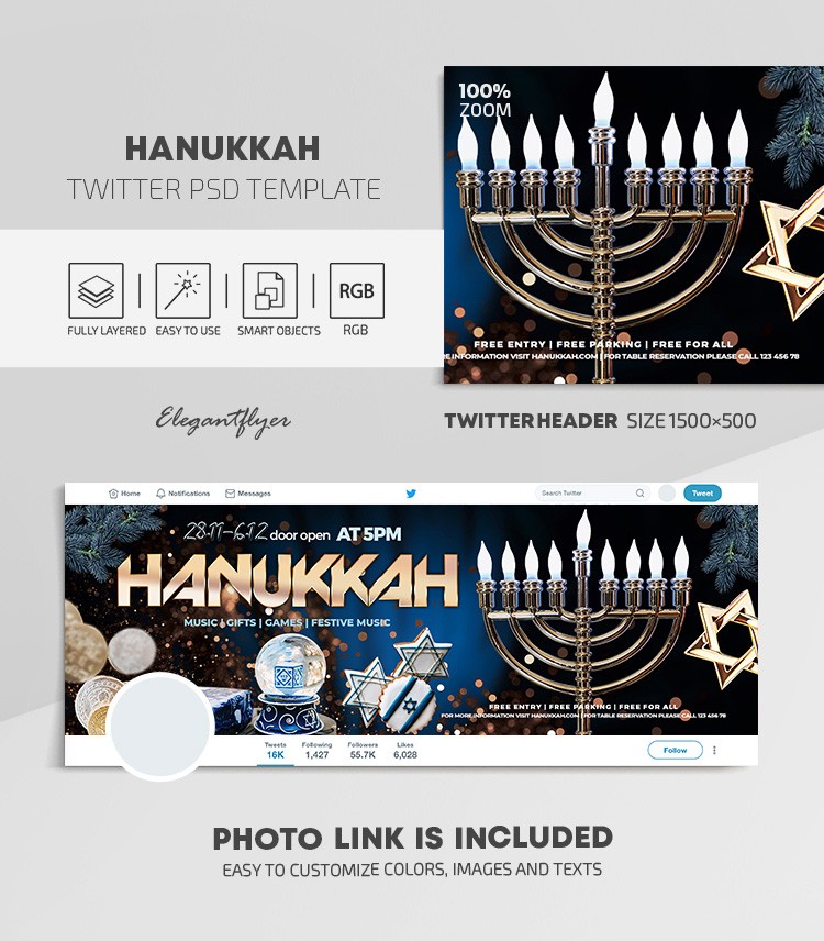 Twitter de Hanukkah by ElegantFlyer