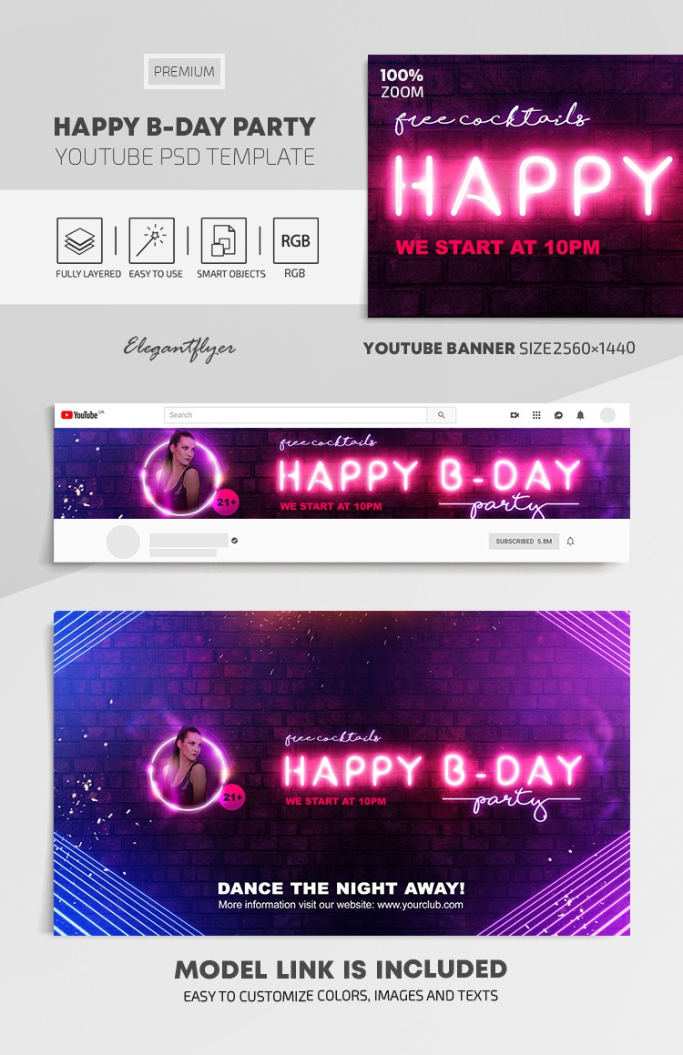 Happy B-Day Party Youtube by ElegantFlyer