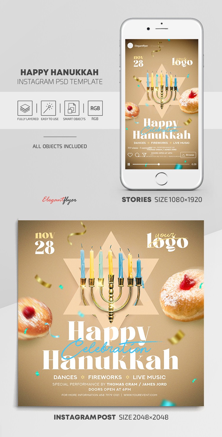 Buon Hanukkah Instagram. by ElegantFlyer