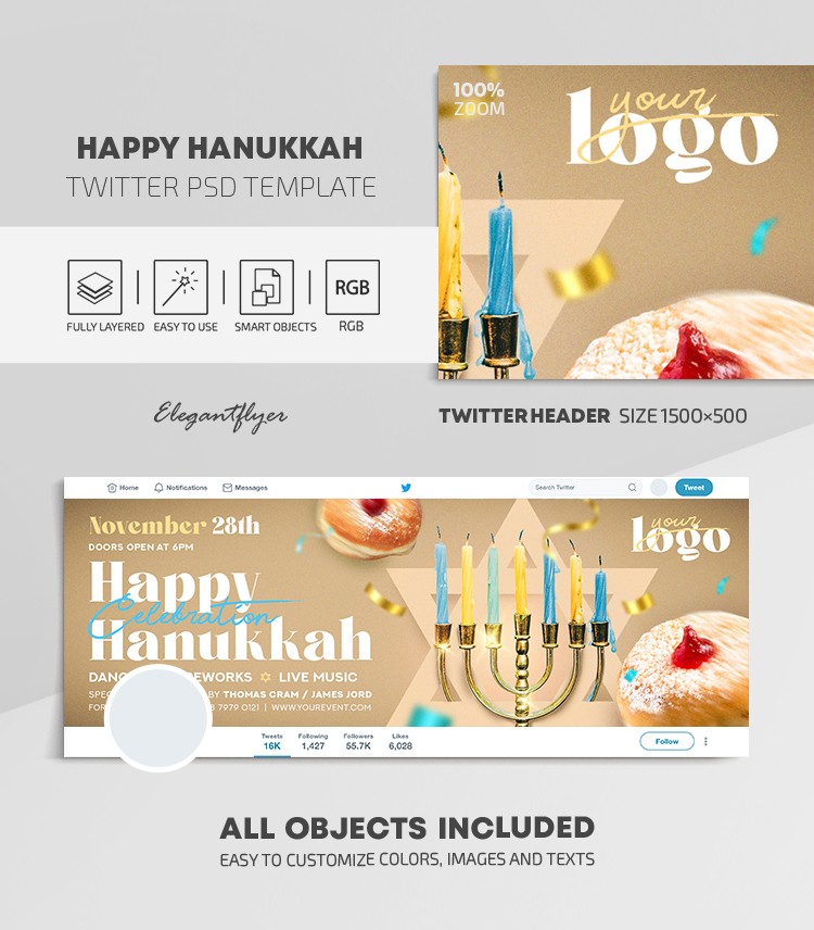 Feliz Hanukkah Twitter by ElegantFlyer