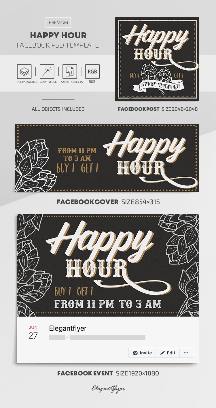 Happy Hour Facebook by ElegantFlyer