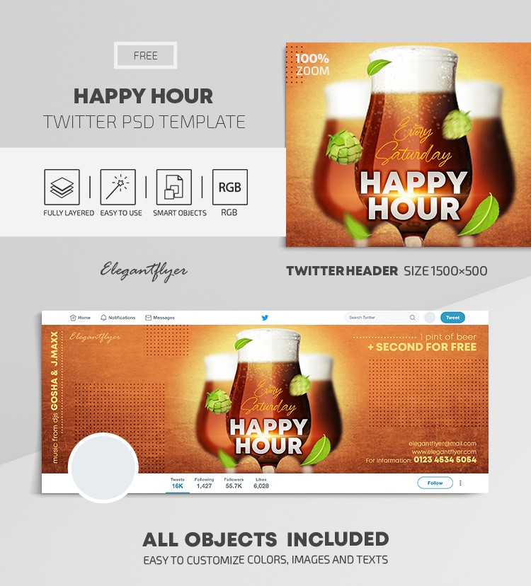 Happy Hour Twitter by ElegantFlyer