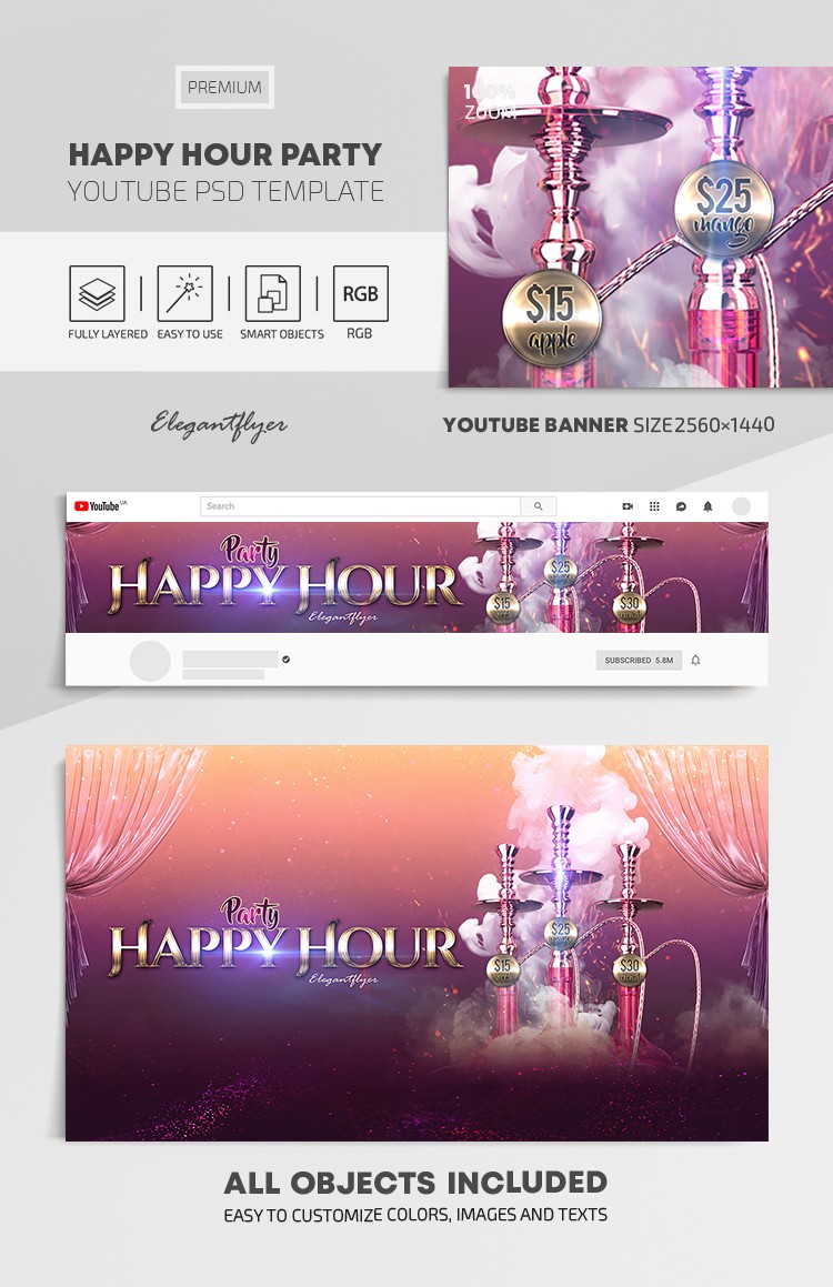 Happy Hour Party Youtube by ElegantFlyer