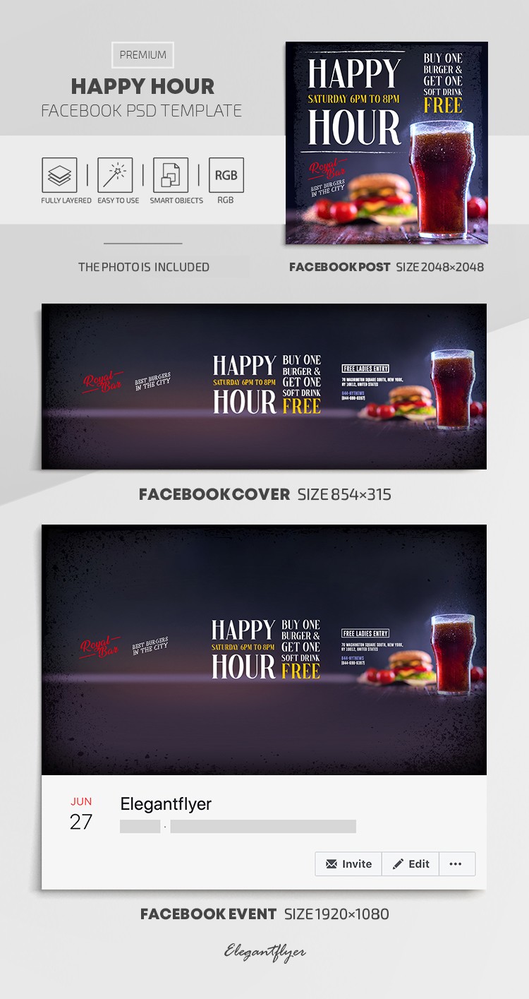 Happy Hours Facebook. by ElegantFlyer