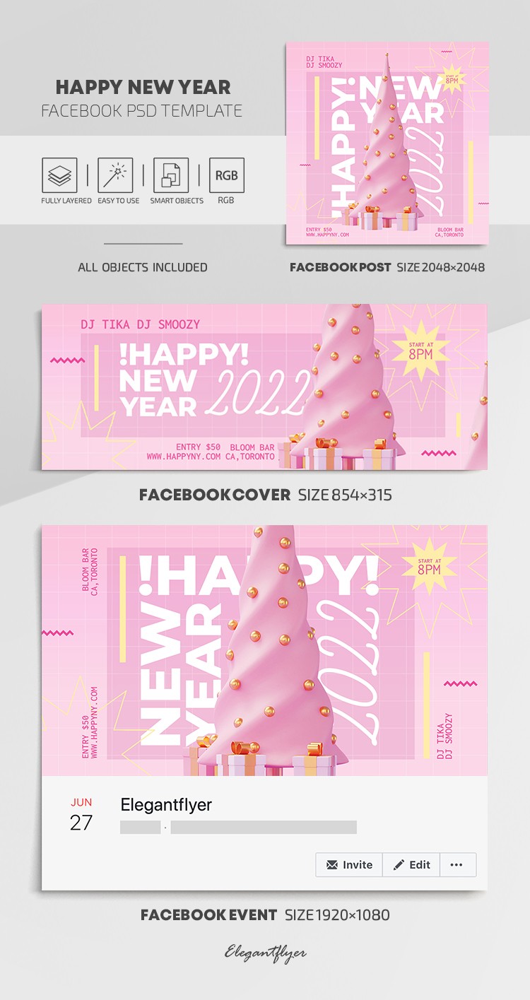 Happy New Year Facebook by ElegantFlyer
