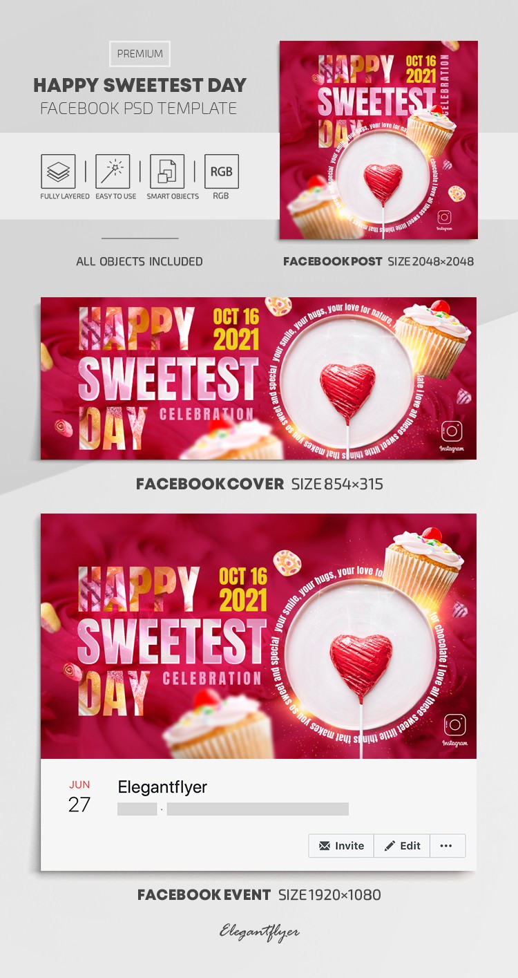 Glücklicher Süßester-Tag Facebook by ElegantFlyer