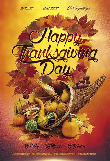 Happy Thanksgiving Day Poster Design Template