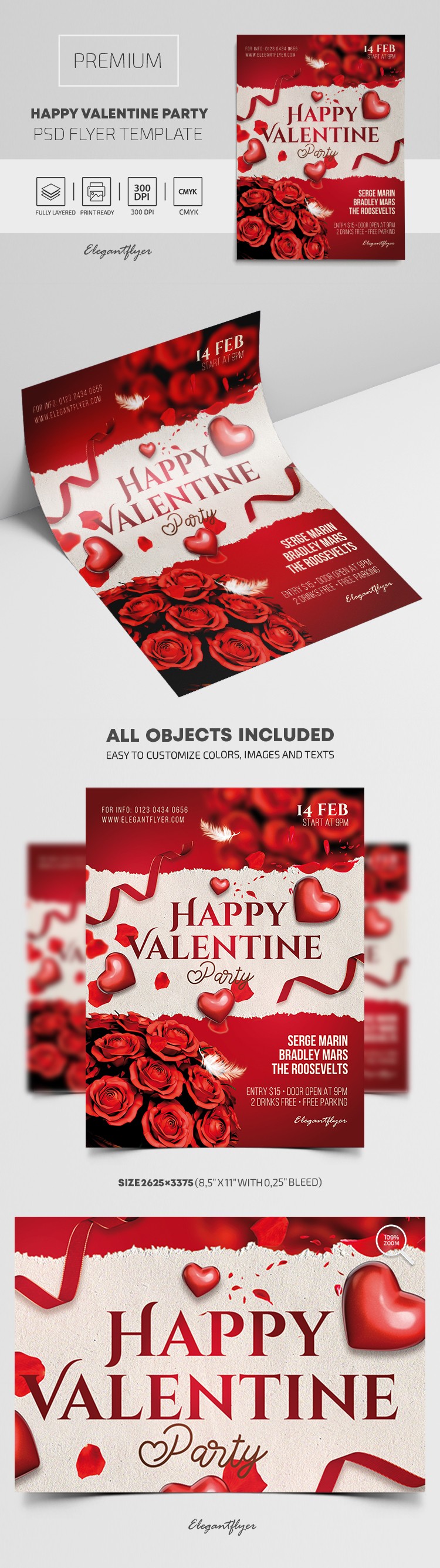 Happy Valentine Party Flyer by ElegantFlyer