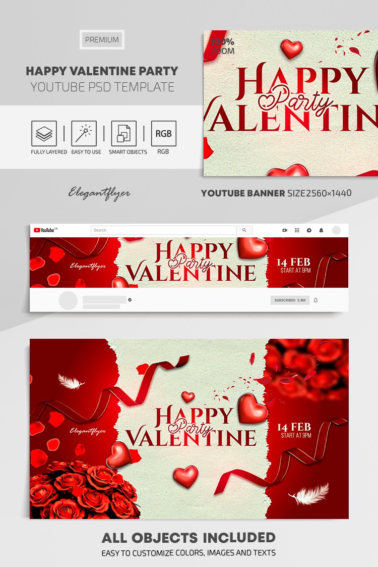 Happy Valentine Party Youtube by ElegantFlyer