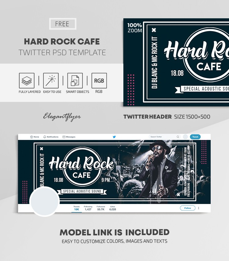 Hard Rock Cafe Twitter by ElegantFlyer