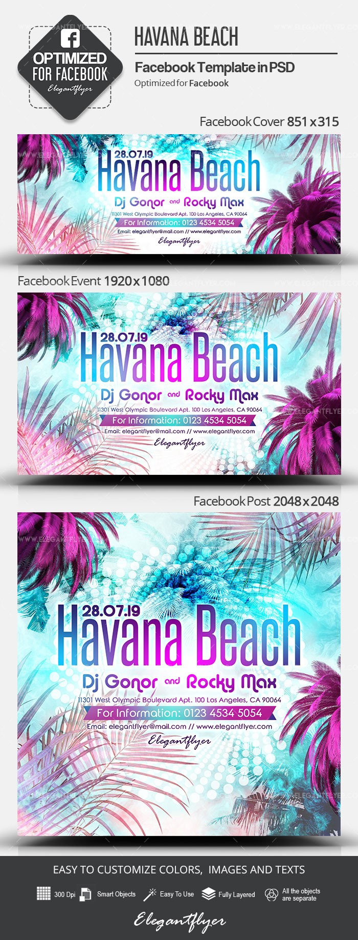 Havana Beach Facebook → Facebook de Havana Beach by ElegantFlyer
