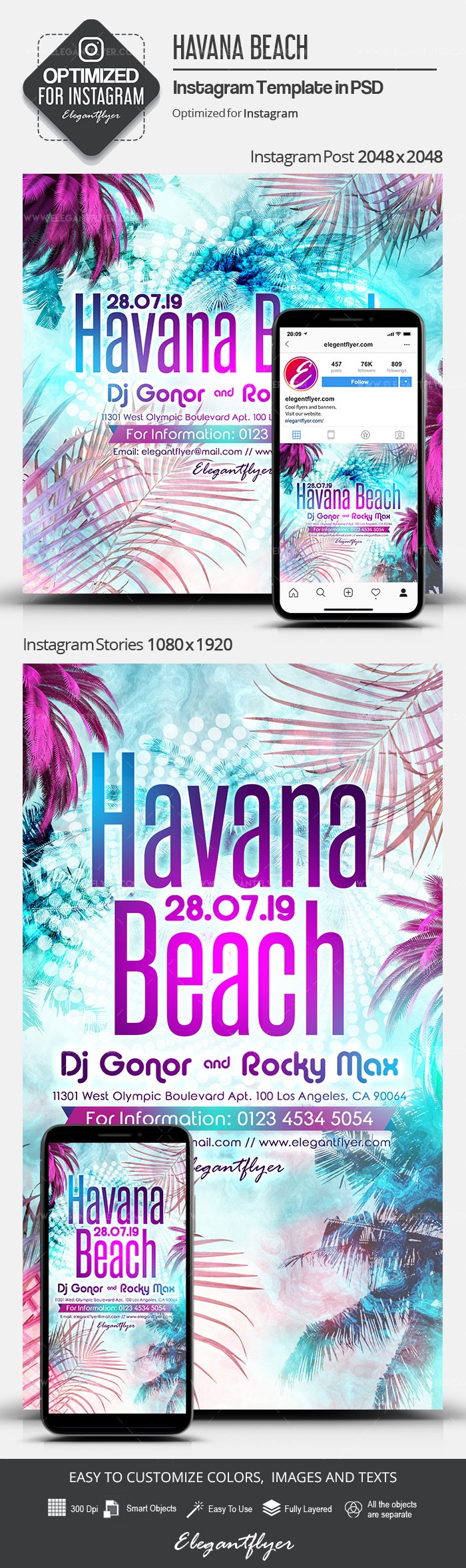 Havana Beach Instagram (In French: Instagram de Havana Beach) by ElegantFlyer