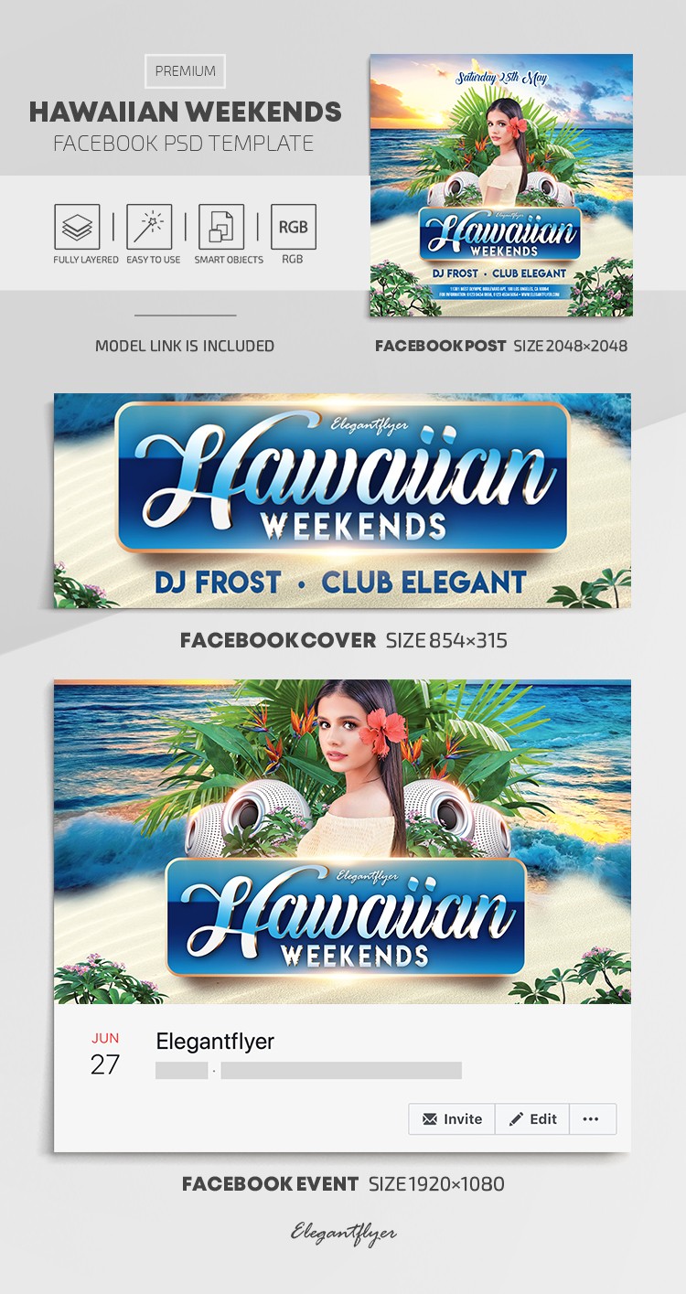 Hawaiian Weekends Facebook --> Week-ends hawaïens Facebook by ElegantFlyer