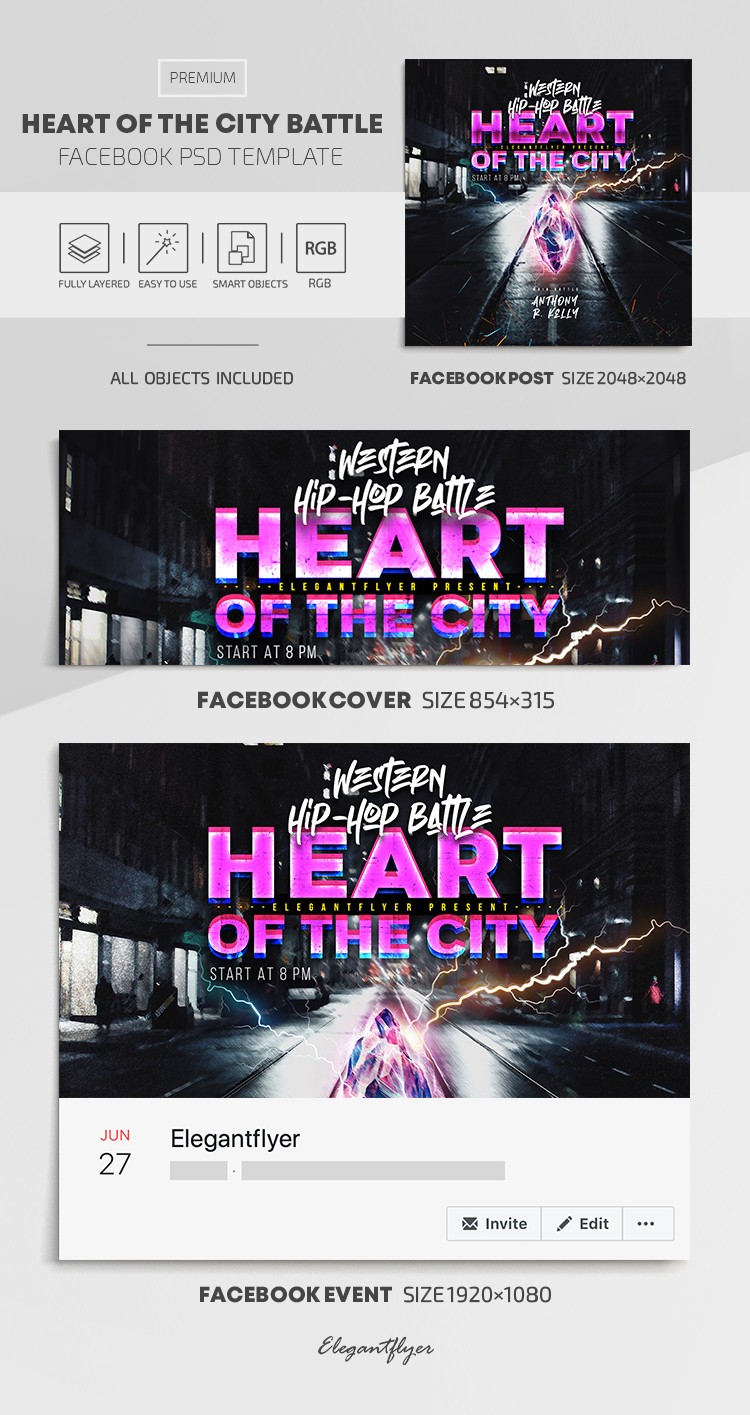 Corazón de la batalla de la ciudad en Facebook by ElegantFlyer