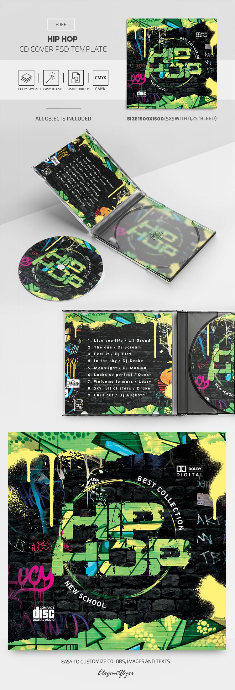 Copertina del CD di Hip Hop by ElegantFlyer