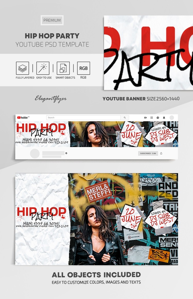 Street Hip-Hop Party Youtube by ElegantFlyer