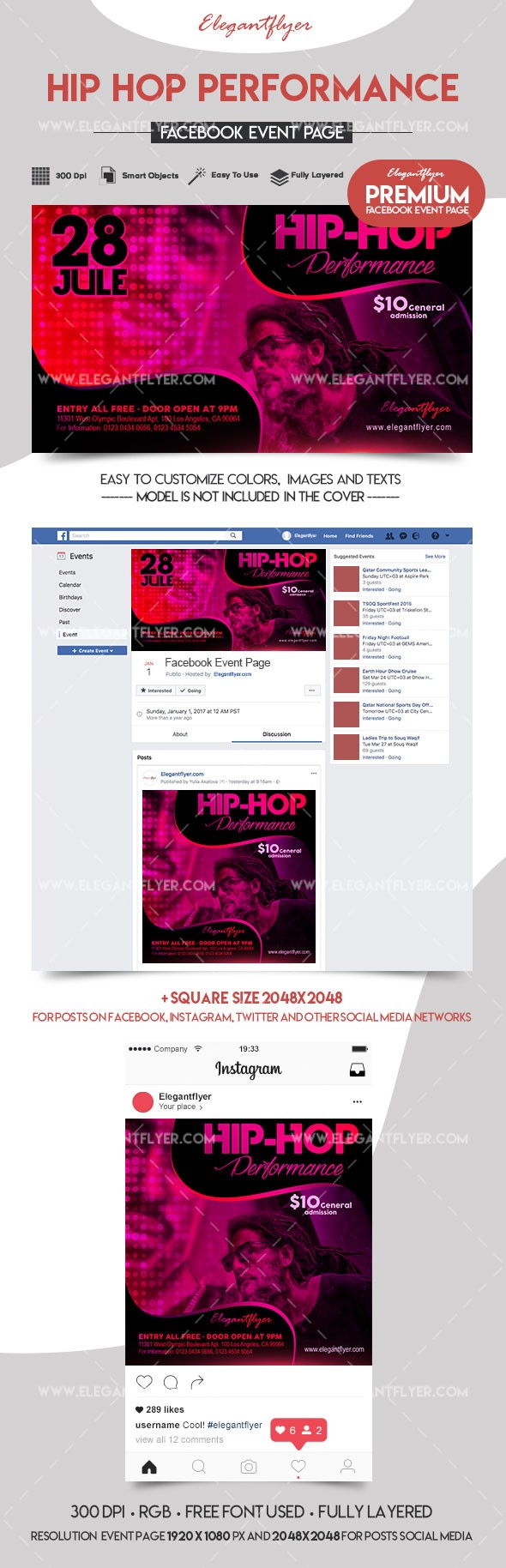 Hip Hop Performance Facebook by ElegantFlyer