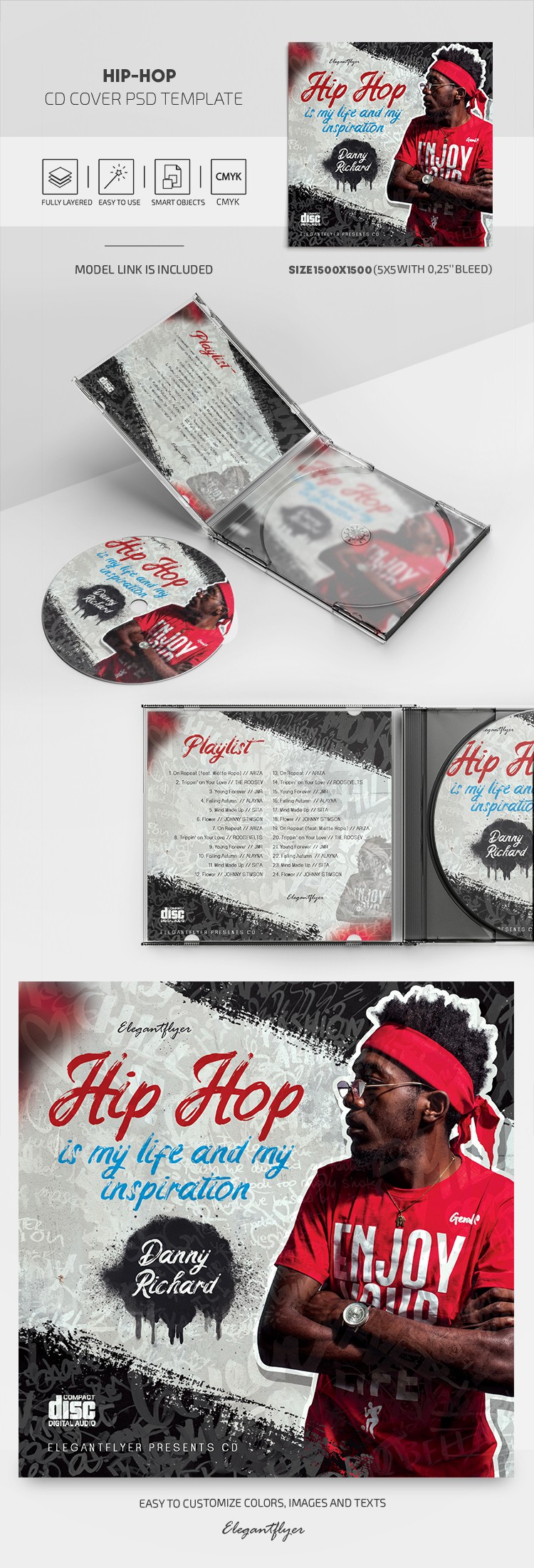 Okładka płyty CD Hip Hop by ElegantFlyer