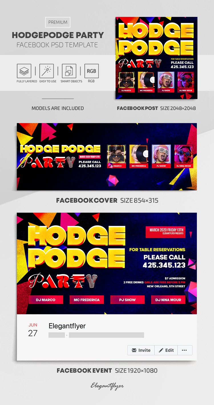Hodgepodge Party Facebook by ElegantFlyer